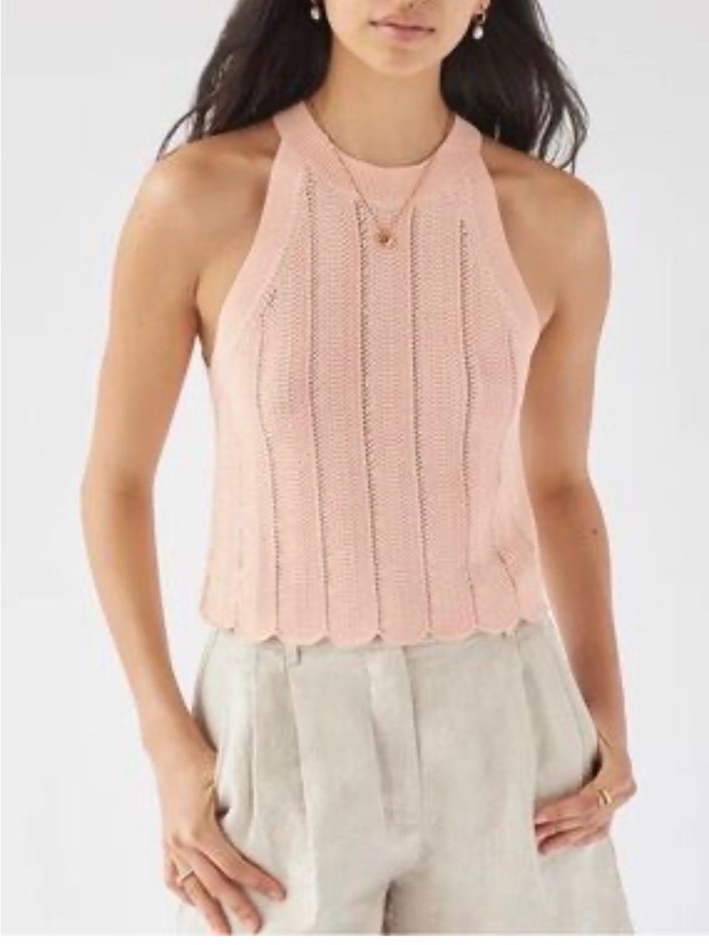 Aritzia Blush Pink Knit Halter Tank Top